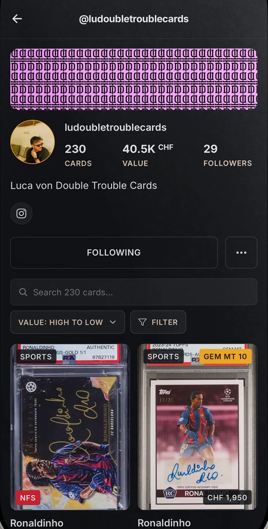 A collector’s public profile